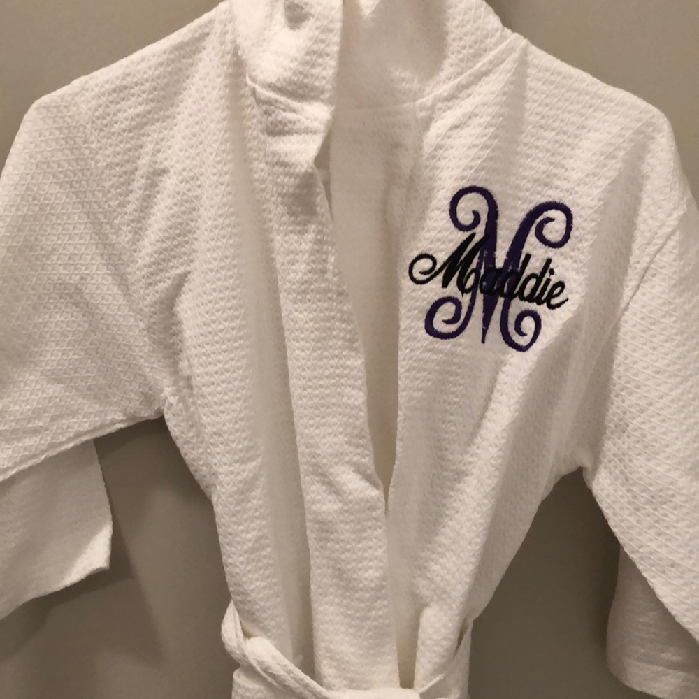 Child Waffle Robe with monogram Maddie